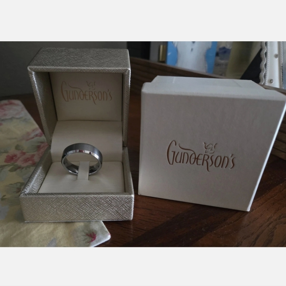 8mm GREY TUNGSTEN CARBIDE WEDDING BAND